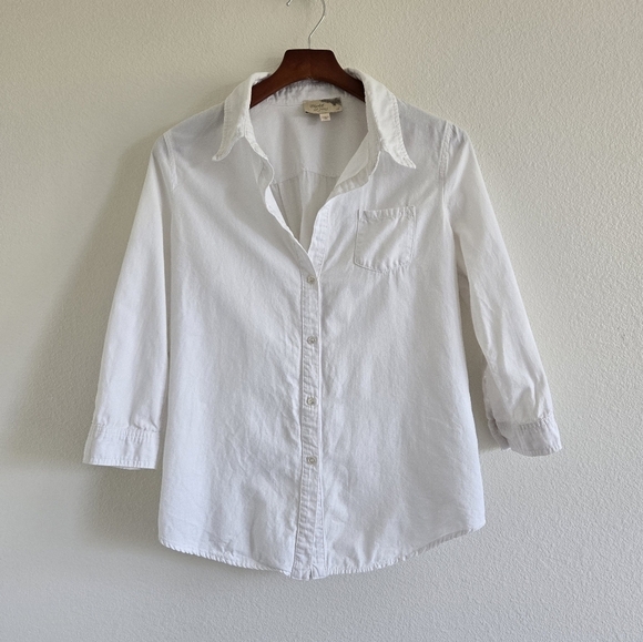 Elizabeth and James Zip Back Cohen 100% cotton White Shirt size Large - Picture 9 of 16